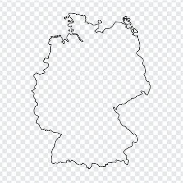 Blank Map of Germany. Thin line Germany map  on a transparent background. Stock vector. Flat design.