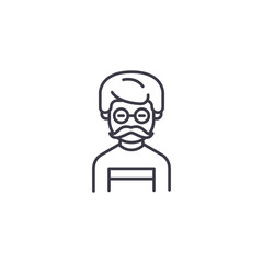 Hipster man linear icon concept. Hipster man line vector sign, symbol, illustration.