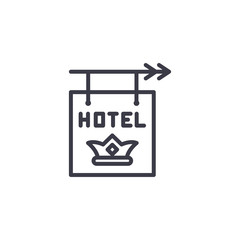 Hotel sign linear icon concept. Hotel sign line vector sign, symbol, illustration.