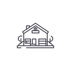 House with yard linear icon concept. House with yard line vector sign, symbol, illustration.