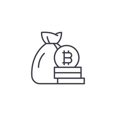 Investment in bitcoin linear icon concept. Investment in bitcoin line vector sign, symbol, illustration.