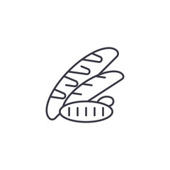 Long loafs linear icon concept. Long loafs line vector sign, symbol, illustration.