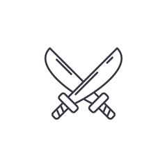 Machetes linear icon concept. Machetes line vector sign, symbol, illustration.