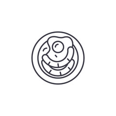 Fried egg sausages linear icon concept. Fried egg sausages line vector sign, symbol, illustration.