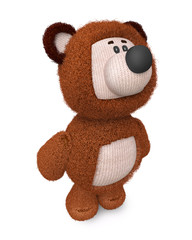 3d illustration funny brown bear toy/3d illustration the cheerful fluffy bear cub costs directly