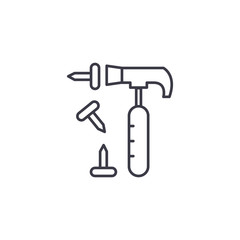 Hammer nails linear icon concept. Hammer nails line vector sign, symbol, illustration.