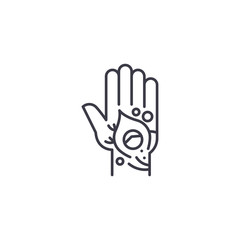 Mehndi tattoo linear icon concept. Mehndi tattoo line vector sign, symbol, illustration.