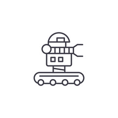 Movable robot linear icon concept. Movable robot line vector sign, symbol, illustration.