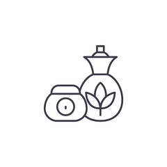 Natural cosmetics linear icon concept. Natural cosmetics line vector sign, symbol, illustration.
