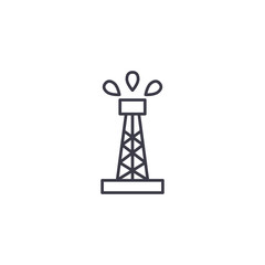 Oil derrick linear icon concept. Oil derrick line vector sign, symbol, illustration.