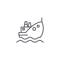 Obraz premium Oil tanker linear icon concept. Oil tanker line vector sign, symbol, illustration.