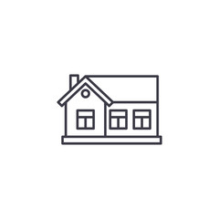 One-storey house linear icon concept. One-storey house line vector sign, symbol, illustration.