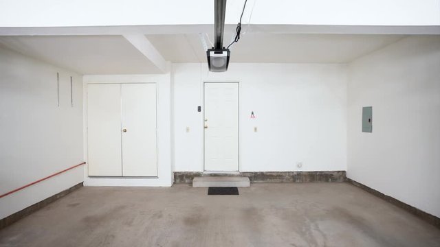 Clean empty two car suburban garage with zoom in.