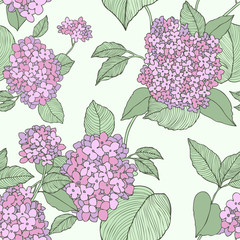 Seamless pattern with lilac flowers. Vector illustration