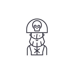 Pirate captain linear icon concept. Pirate captain line vector sign, symbol, illustration.