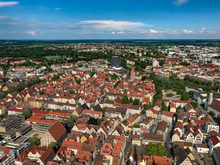 View over the inner city of stuttgart in germany under blue sky in spring