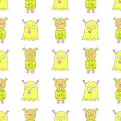Seamless baby pattern with monsters. Best Choice for cards, invitations, printing, party packs, blog backgrounds, paper craft, party invitations, digital scrapbooking.
