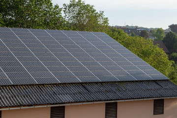 Great solar panel of the roof of a house 