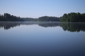 blank lake and blue sky