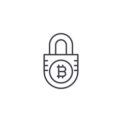 Security of bitcoin funds linear icon concept. Security of bitcoin funds line vector sign, symbol, illustration.