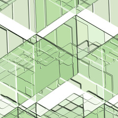 Obraz premium green abstract 3D retro wallpaper sqares pattern, vector illustration