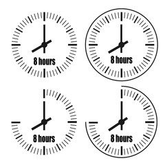 Eight Hours Clock on white background. Eight o'clock.