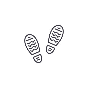 Shoe prints linear icon concept. Shoe prints line vector sign, symbol, illustration.