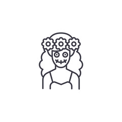 Spanish woman-95 linear icon concept. Spanish woman-95 line vector sign, symbol, illustration.