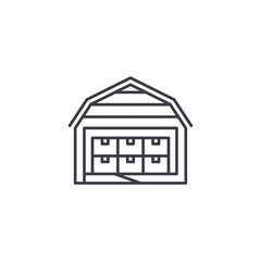 Storehouse linear icon concept. Storehouse line vector sign, symbol, illustration.