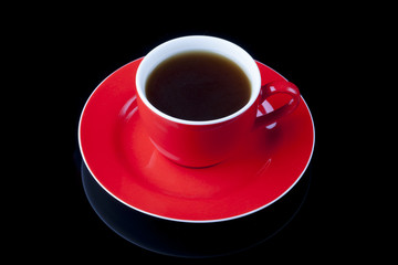 Taza roja con café