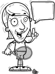 Cartoon Senior Badminton Player Talking