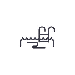 Swimming pool linear icon concept. Swimming pool line vector sign, symbol, illustration.