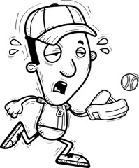 Exhausted Cartoon Black Baseball Player
