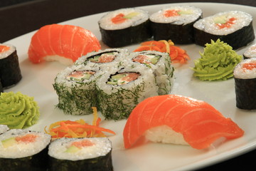 A set of sushi rolls