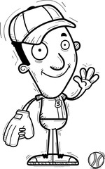 Cartoon Black Baseball Player Waving