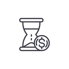 Time is money decision linear icon concept. Time is money decision line vector sign, symbol, illustration.
