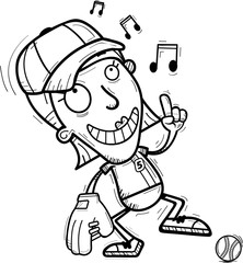 Cartoon Baseball Player Dancing