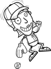 Cartoon Baseball Player Jumping