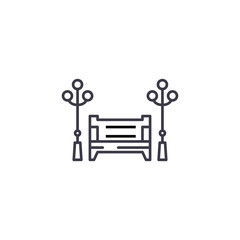 Urban bench linear icon concept. Urban bench line vector sign, symbol, illustration.