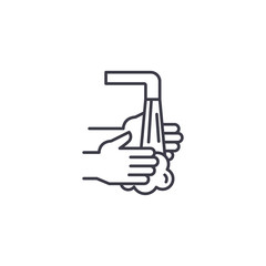 Washing hands linear icon concept. Washing hands line vector sign, symbol, illustration.
