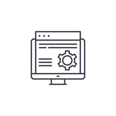 Web site development linear icon concept. Web site development line vector sign, symbol, illustration.