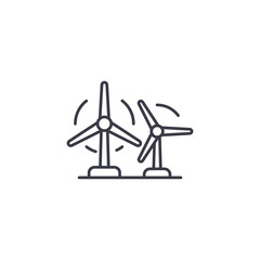 Wind farm linear icon concept. Wind farm line vector sign, symbol, illustration.