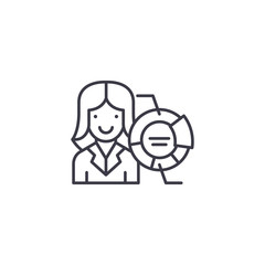 Woman Analyst linear icon concept. Woman Analyst line vector sign, symbol, illustration.