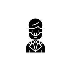 Abraham lincoln black icon concept. Abraham lincoln flat  vector symbol, sign, illustration.