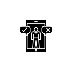 Accept or decline mobile black icon concept. Accept or decline mobile flat  vector symbol, sign, illustration.