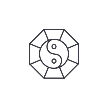 Yin yang linear icon concept. Yin yang line vector sign, symbol, illustration.
