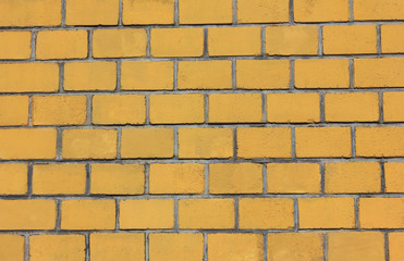 Yellow Brick Wall Texture Background. Brickwork Pattern of Grunge Aged Brick Wall. Stone Material Surface Close Up, Grunge Rustic Brick Textured Wall Template Banner with Empty Copy Space.