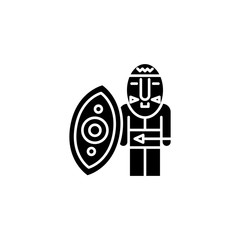 African warrior black icon concept. African warrior flat  vector symbol, sign, illustration.