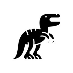 Aggressive strategy, dino black icon concept. Aggressive strategy, dino flat  vector symbol, sign, illustration.