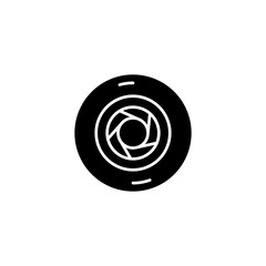 Aperture black icon concept. Aperture flat  vector symbol, sign, illustration.